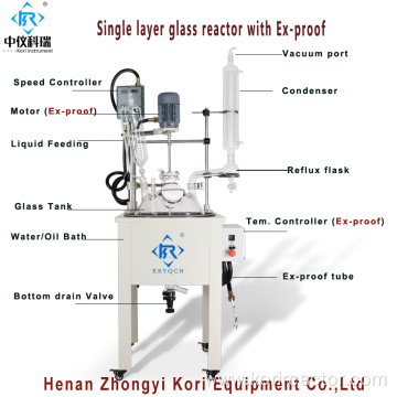 Lab glass reactor with heating mantle